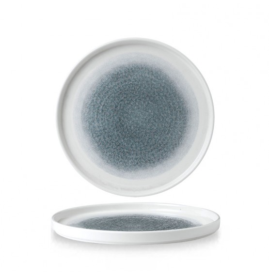 Raku Topaz Blue Chefs' Walled Plate