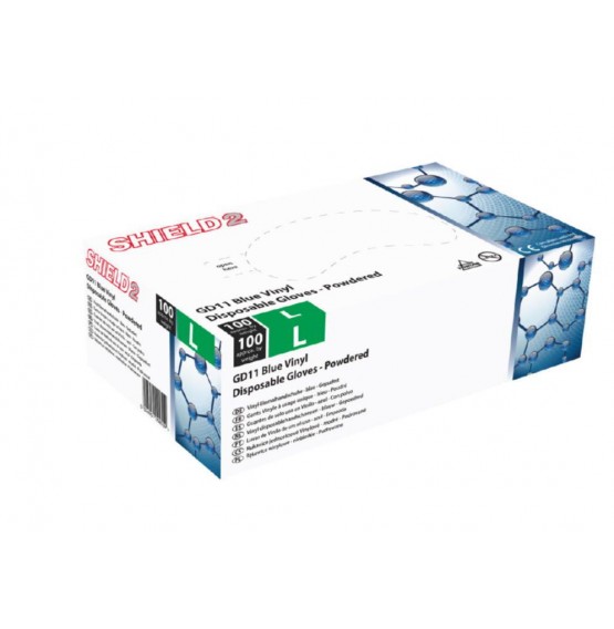 Blue Powdered Vinyl Disposable Gloves