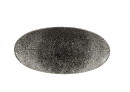 Raku Quartz Black Chefs' Oval Plate