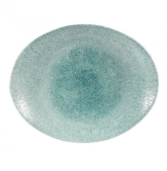 Raku Jade Green Oval Coupe Plate