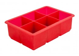 Ice Cube Mould 6 Section Silicone Red