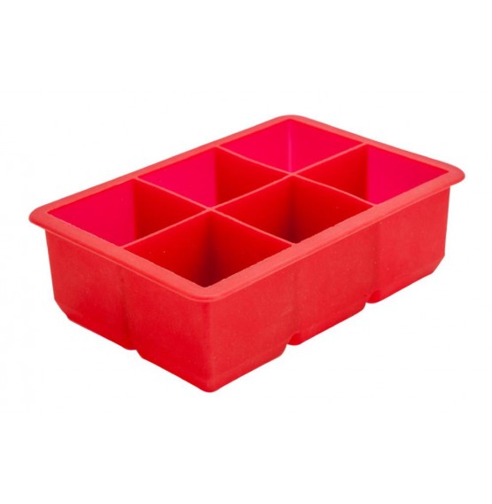 Ice Cube Mould 6 Section Silicone Red