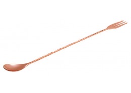 Mezclar Cocktail Spoon With Fork Copper Plated