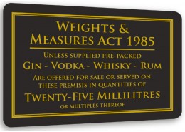 Weights & Measures Act 25ml Sign