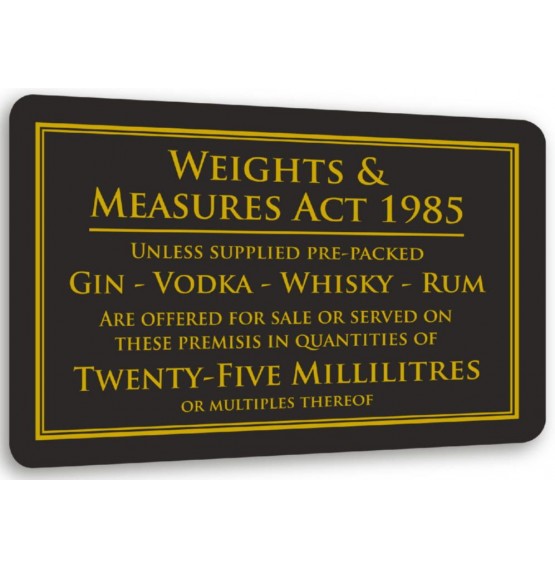 Weights & Measures Act 25ml Sign