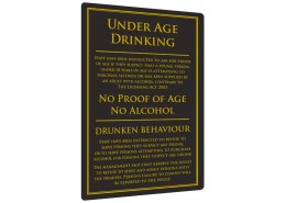 Under Age Drinking Sign Gold or Black