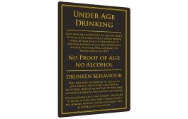 Under Age Drinking Sign Gold or Black