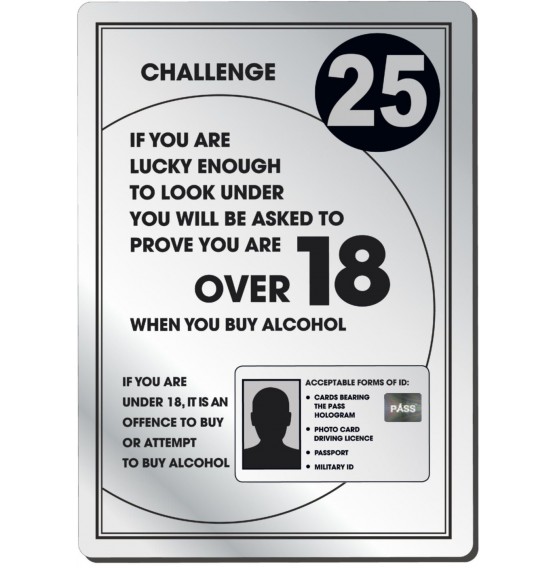 Proof of Age Sign Silver