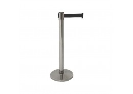 Barrier Post - Retractable Black Belt