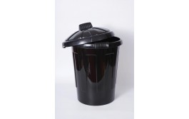 Black Dustbin Shiny & Grooved 80 Litre