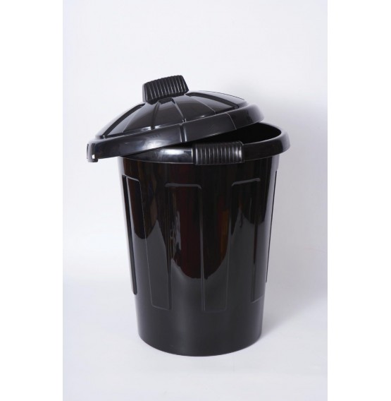 Black Dustbin Shiny & Grooved 80 Litre