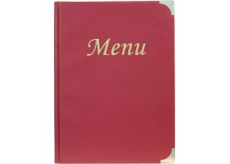 Menu Holder A4 Wine Red 8 Pages