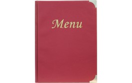 Menu Holder A4 Wine Red 8 Pages