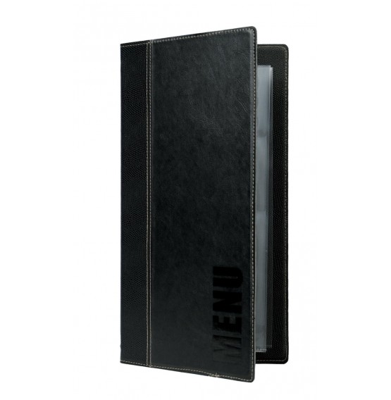 Contemporary Long Menu Holder Black 4 Pages