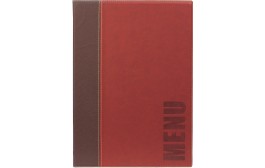Contemporary A4 Menu Holder Wine Red 4 Pages