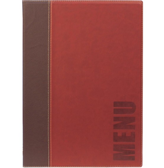 Contemporary A4 Menu Holder Wine Red 4 Pages