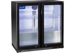 Double Hinged Door Low Profile Bottle Cooler Black Finish