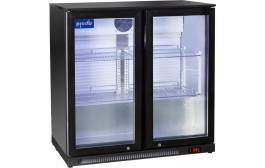 Double Hinged Door Low Profile Bottle Cooler Black Finish