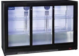 Triple Sliding Door Bottle Cooler Black Finish