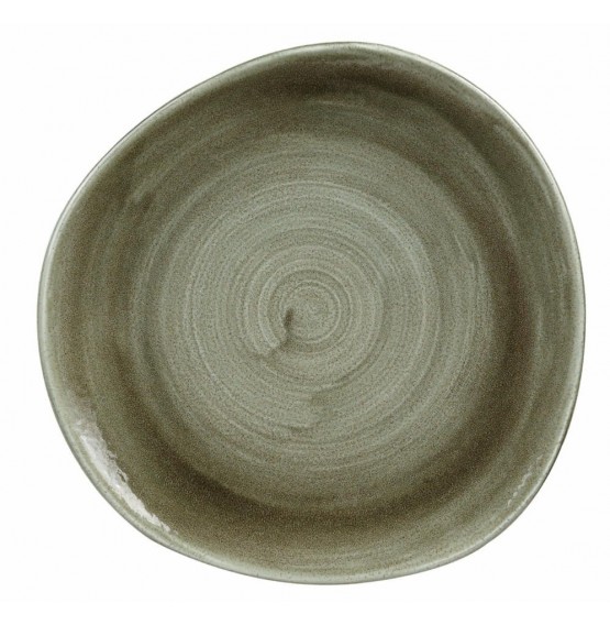 Patina Burnished Green Organic Round Plate