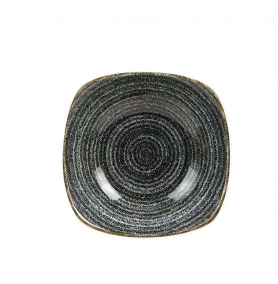 Homespun Charcoal Black Square Bowl