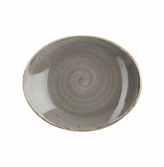 Stonecast Peppercorn Grey Oval Coupe Plate