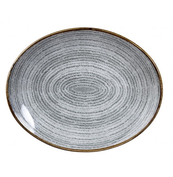 Homespun Stone Grey Oval Coupe Plate