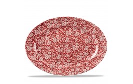 Vintage Prints Cranberry Victorian Calico Oval Dish