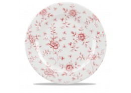 Vintage Prints Cranberry Rose Chintz Oval Coupe Plate