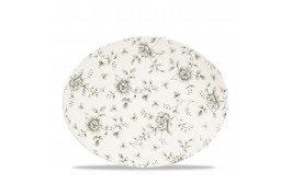 Vintage Prints Grey Rose Chintz Oval Plate