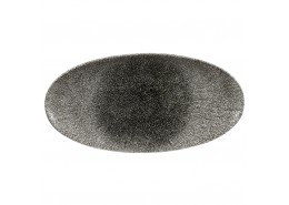 Raku Quartz Black Chefs' Oval Plate