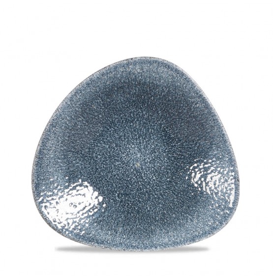 Raku Topaz Blue Triangle Shallow Bowl