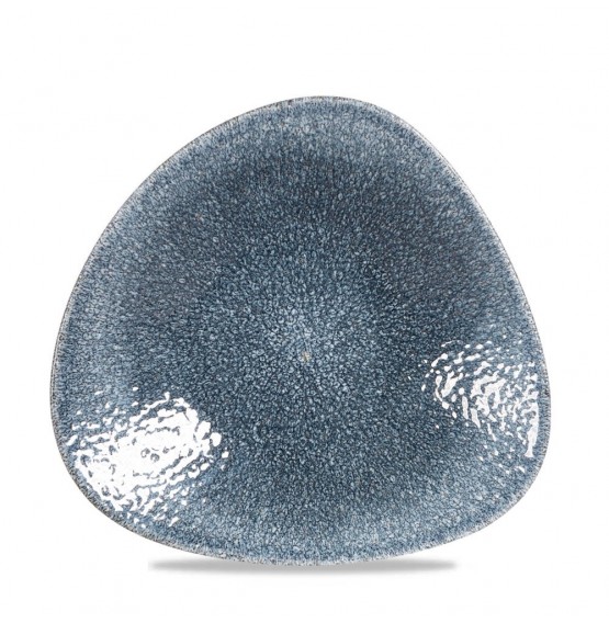 Raku Topaz Blue Triangle Shallow Bowl