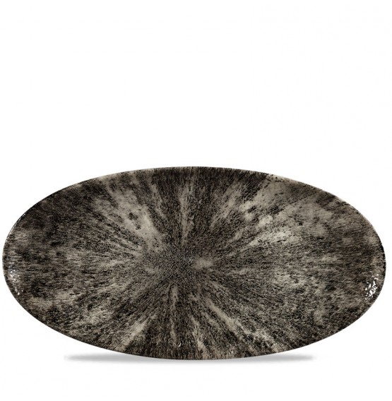Stone Quartz Black Chefs' Oval Plate