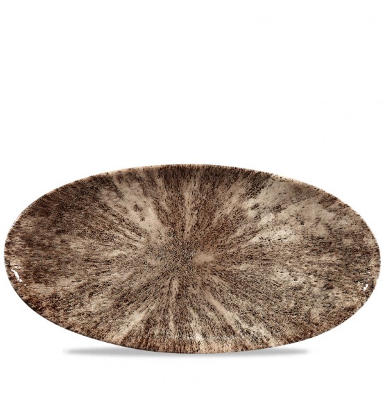 Stone Zircon Brown Chefs' Oval Plate